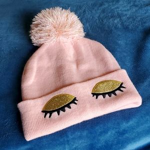 CityStreets Pink Beanie w/ Eyes